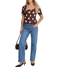 Nobody's Child Minerva Dotted Square Neck Short Sleeve Top