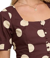 Nobody's Child Minerva Dotted Square Neck Short Sleeve Top