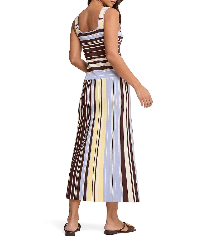 Nobody's Child Multi Striped Knit Square Neck Sleeveless Drop Waist Dress