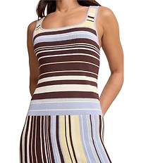 Nobody's Child Multi Striped Knit Square Neck Sleeveless Drop Waist Dress