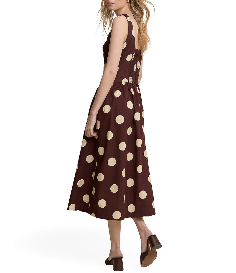 Nobody's Child Soraya Dotted Square Neck Sleeveless Drop Waist Midi Dress