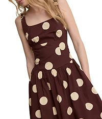 Nobody's Child Soraya Dotted Square Neck Sleeveless Drop Waist Midi Dress