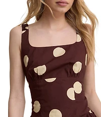Nobody's Child Soraya Dotted Square Neck Sleeveless Drop Waist Midi Dress