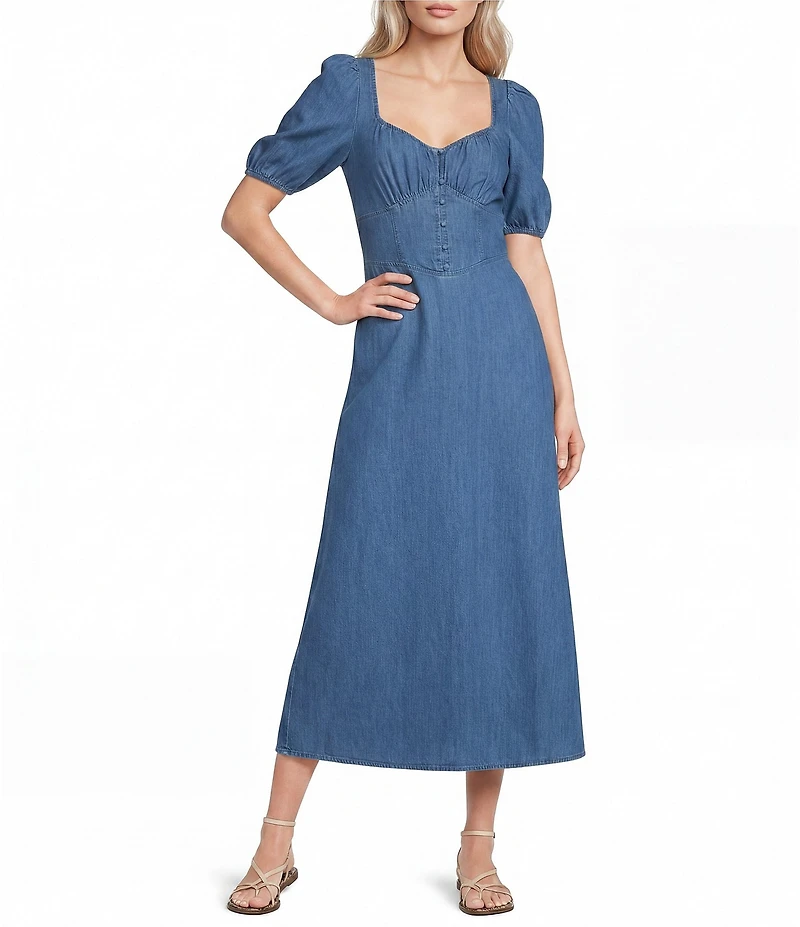 Nobody's Child Tulla Sweetheart Puff Sleeve Midi Dress