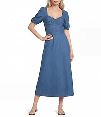 Nobody's Child Tulla Sweetheart Puff Sleeve Midi Dress