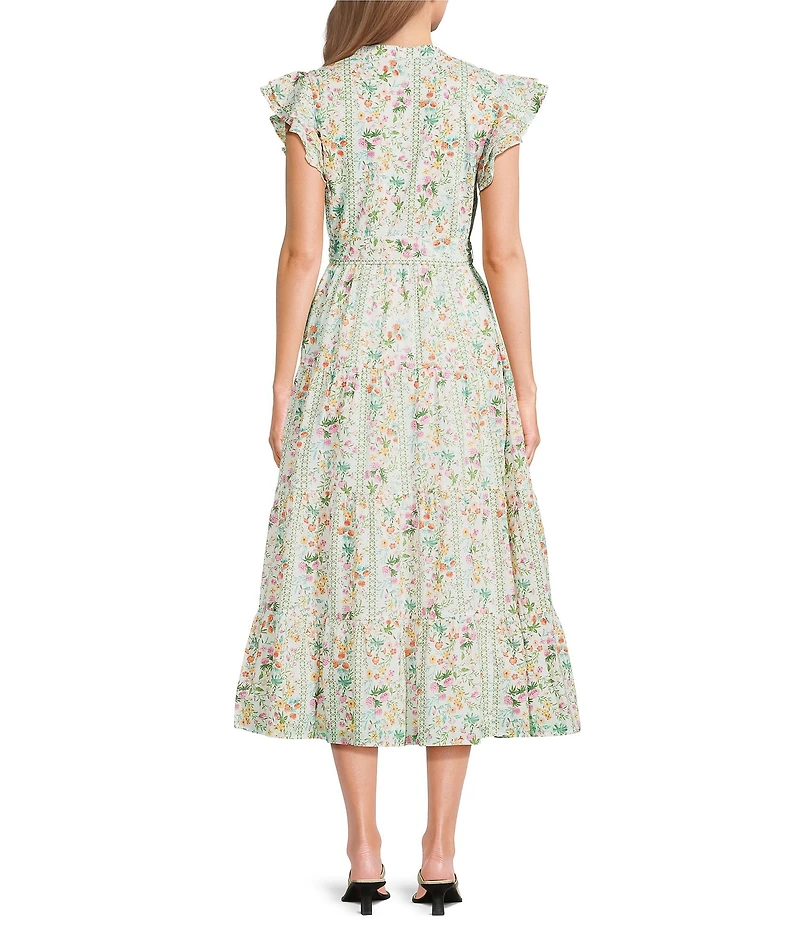 Nora Ruffle Detail Button Front Midi Dress