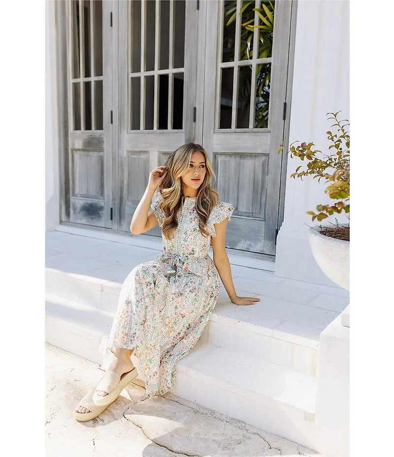 Nora Ruffle Detail Button Front Midi Dress