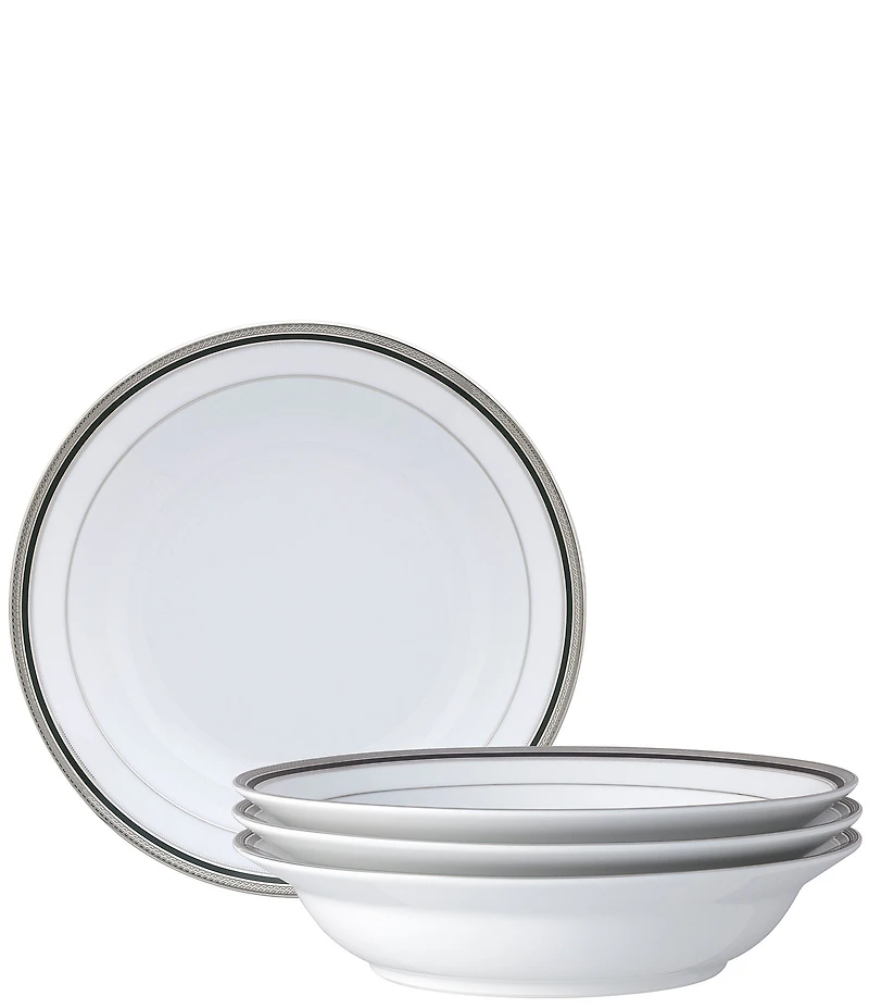 Noritake Austin Platinum Collection Rim Dinner Bowls, Set Of 4