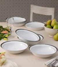 Noritake Austin Platinum Collection Rim Dinner Bowls, Set Of 4