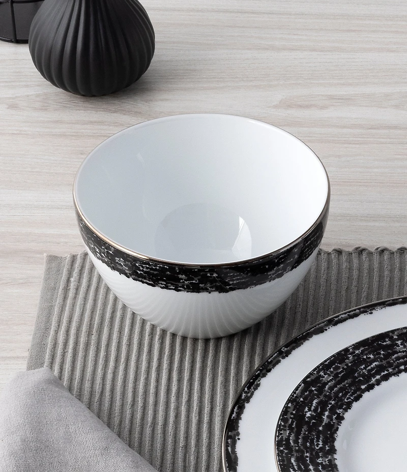 Noritake Black Rill Collection Cereal Bowls, Set of 4