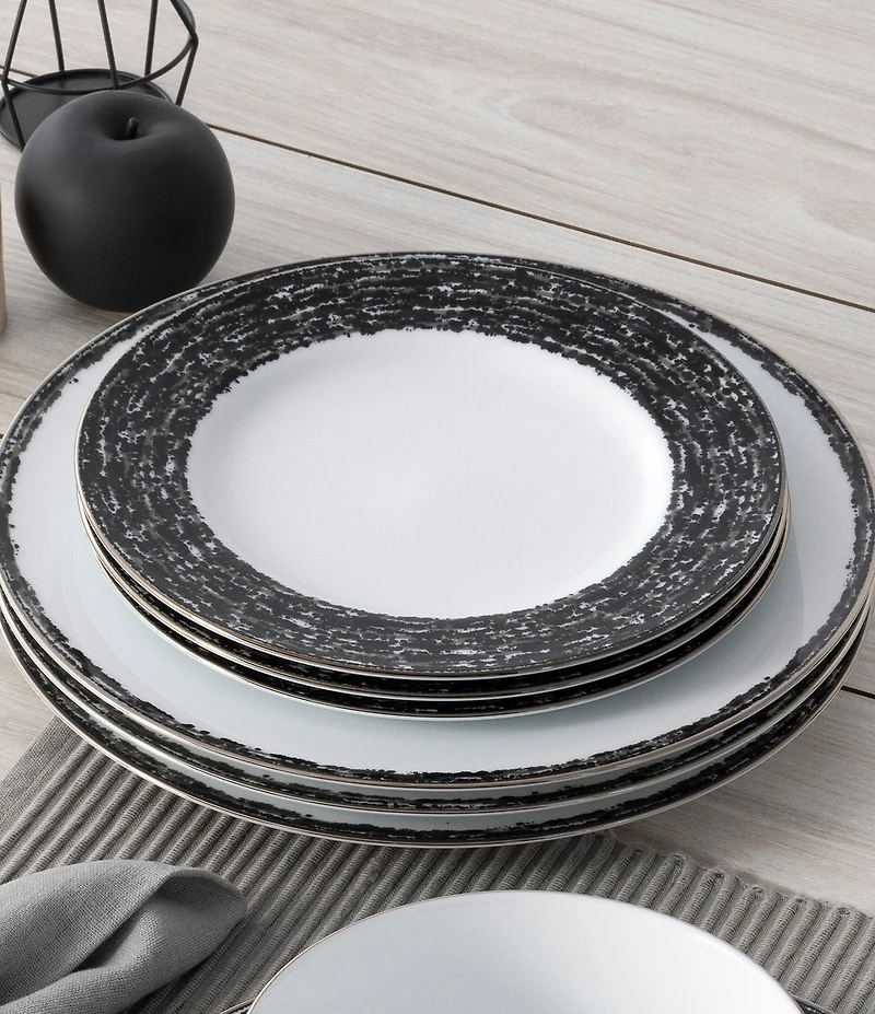 Noritake Black Rill Collection Dinner Plates, Set of 4