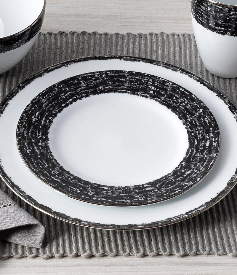 Noritake Black Rill Collection Dinner Plates, Set of 4
