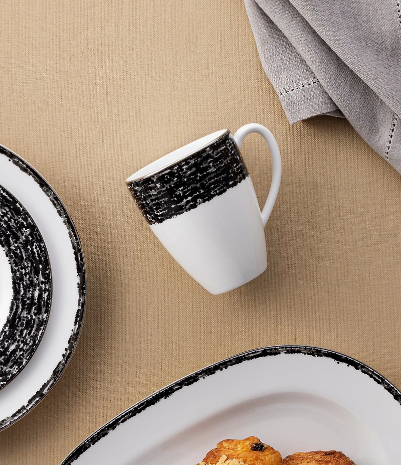 Noritake Black Rill Collection Mugs, Set of 4
