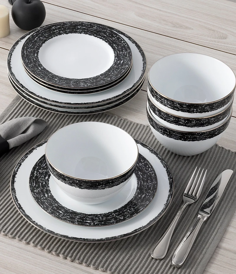 Noritake Black Rill Collection Salad Plates, Set of 4