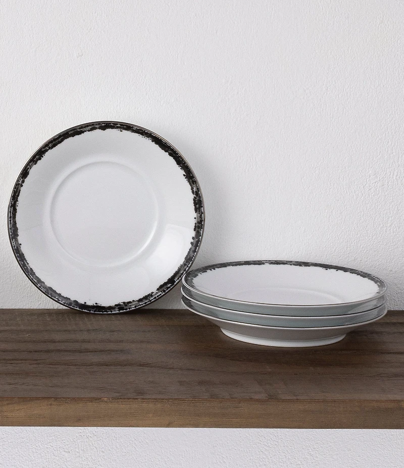 Noritake Black Rill Collection Saucers, Set of 4