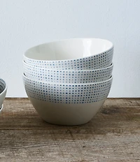 Noritake Blue Hammock Collection Rim Dot All-Purpose Bowls, Set of 4