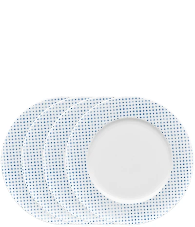 Noritake Blue Hammock Collection Rim Dot Dinner Plates, Set of 4