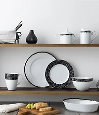 Noritake Rill Collection Platinum Banded Dinnerware Set, Service For 4