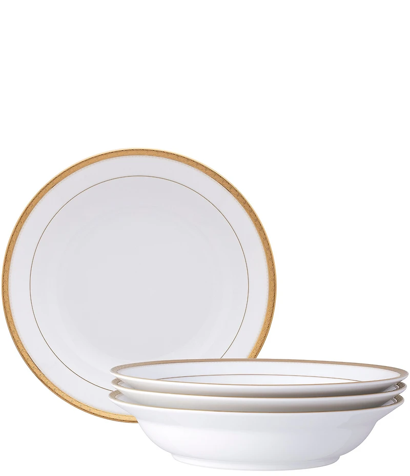 Noritake Charlotta Collection Rim Dinner Bowls, Set of 4