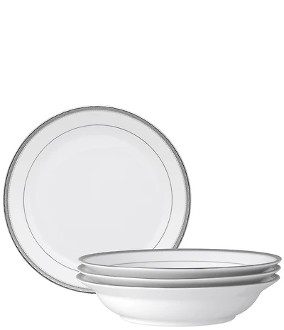Noritake Charlotta Platinum Collection Rim Dinner Bowls, Set of 4