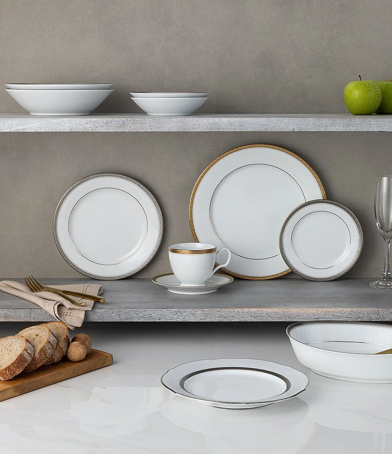 Noritake Charlotta Platinum Collection Rim Dinner Bowls, Set of 4