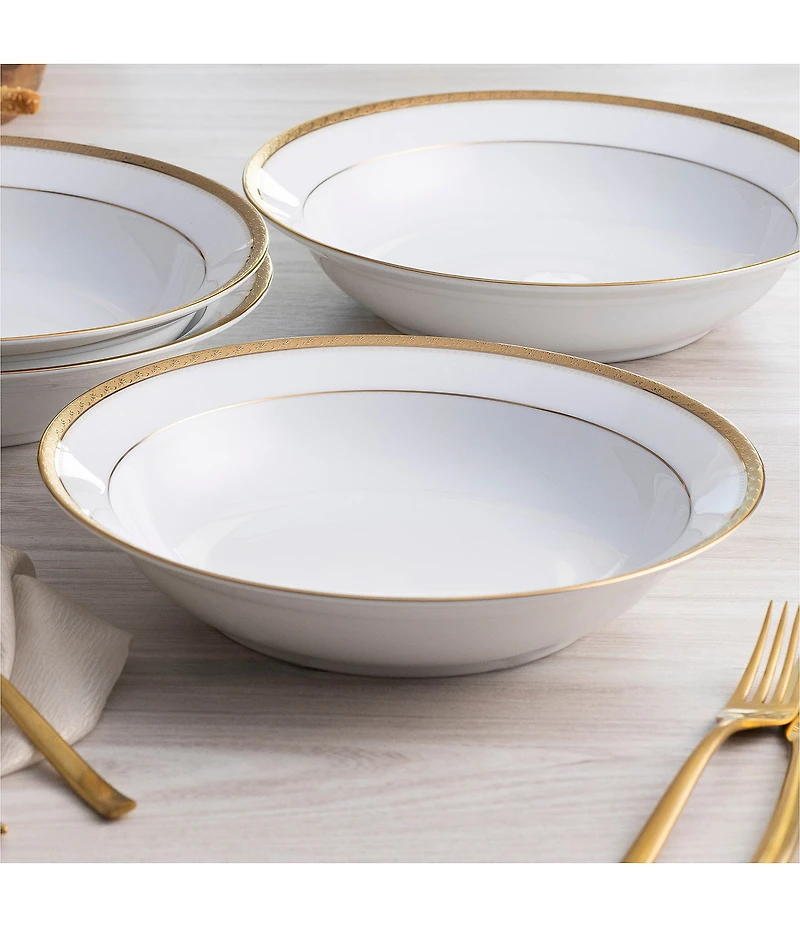 Noritake Charlotta Collection Rim Dinner Bowls, Set Of 4