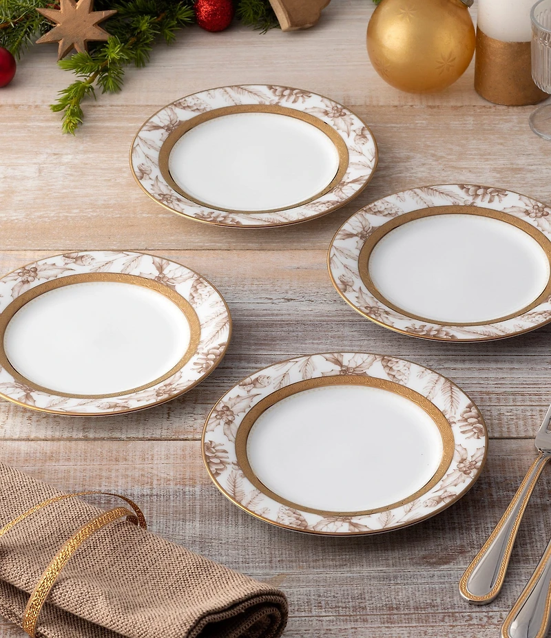 Noritake Charlotta Gold Holiday Harvest Appetizer Plates, Set of 4
