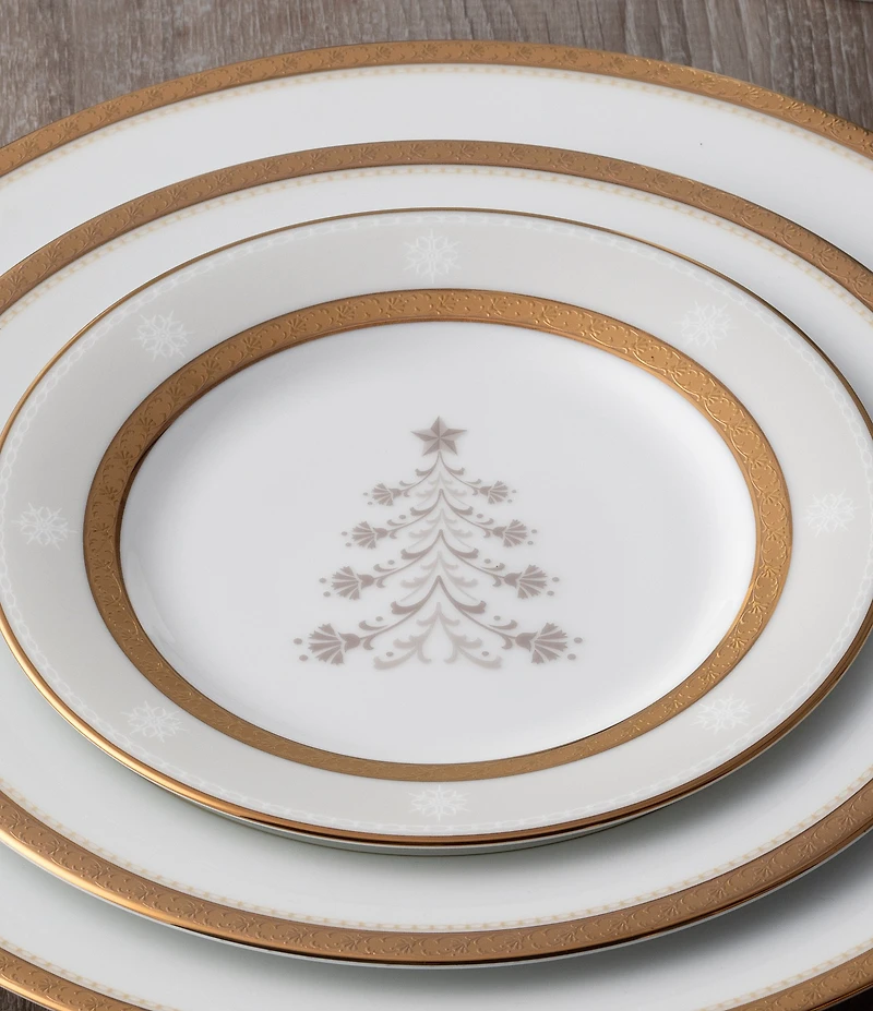 Noritake Charlotta Gold Holiday Tree Appetizer Plates, Set of 4