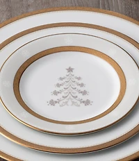 Noritake Charlotta Gold Holiday Tree Appetizer Plates, Set of 4