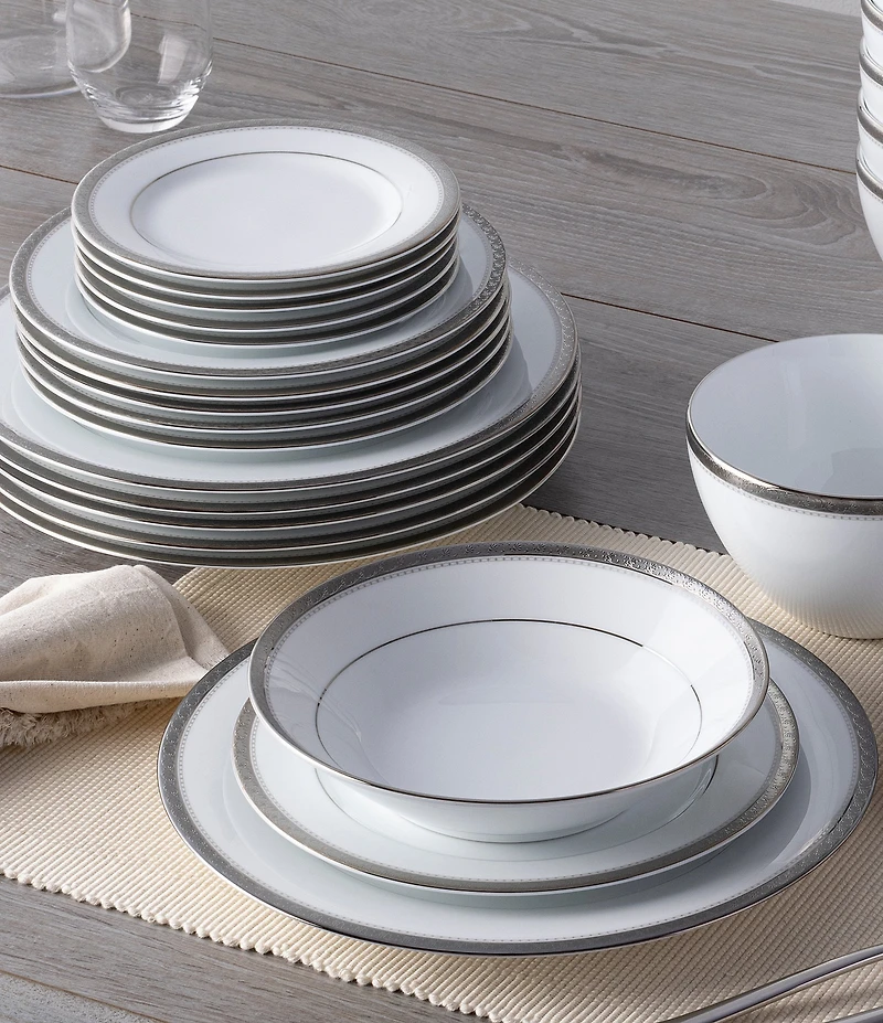 Noritake Charlotta Collection Banded Dinnerware Set, Service for 6