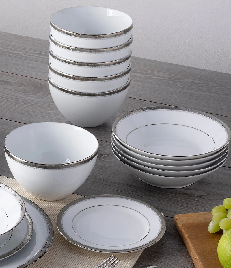 Noritake Charlotta Collection Banded Dinnerware Set, Service for 6