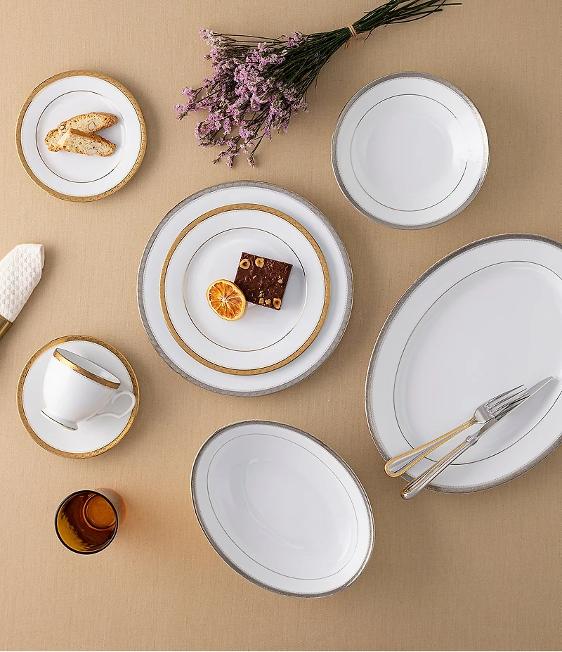 Noritake Charlotta Collection Banded Dinnerware Set, Service for 6