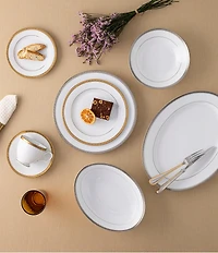 Noritake Charlotta Collection Banded Dinnerware Set, Service for 6