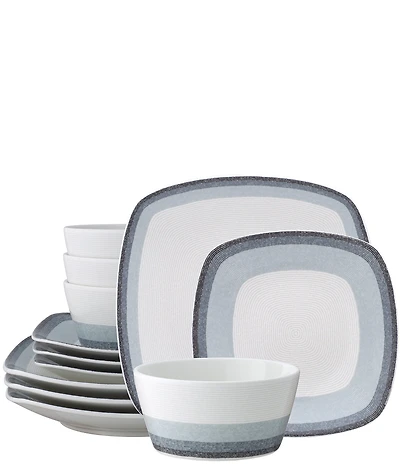 Noritake Colorscapes Layers Collection Square Dinnerware Set, Service for 4