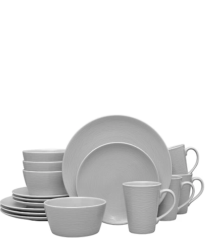 Noritake Colorscapes Swirl Collection 16-Piece Coupe Set, Service For 4