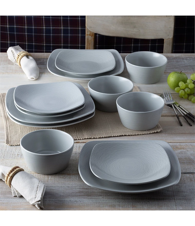 Noritake Colorscapes Swirl Collection Square Set, Service for 4