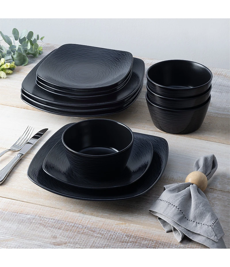 Noritake Colorscapes Swirl Collection Square Set, Service for 4