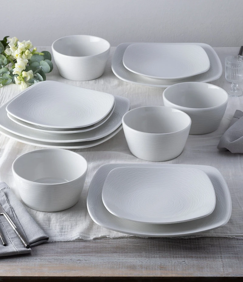 Noritake Colorscapes Swirl Collection Square Set, Service for 4