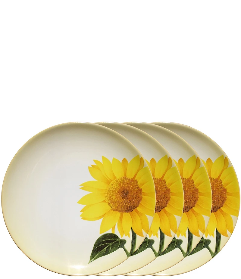 Noritake Colorwave Mustard Sunflower Accent/Luncheon Floral Plates, Set of 4