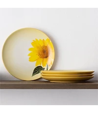 Noritake Colorwave Mustard Sunflower Accent/Luncheon Floral Plates, Set of 4