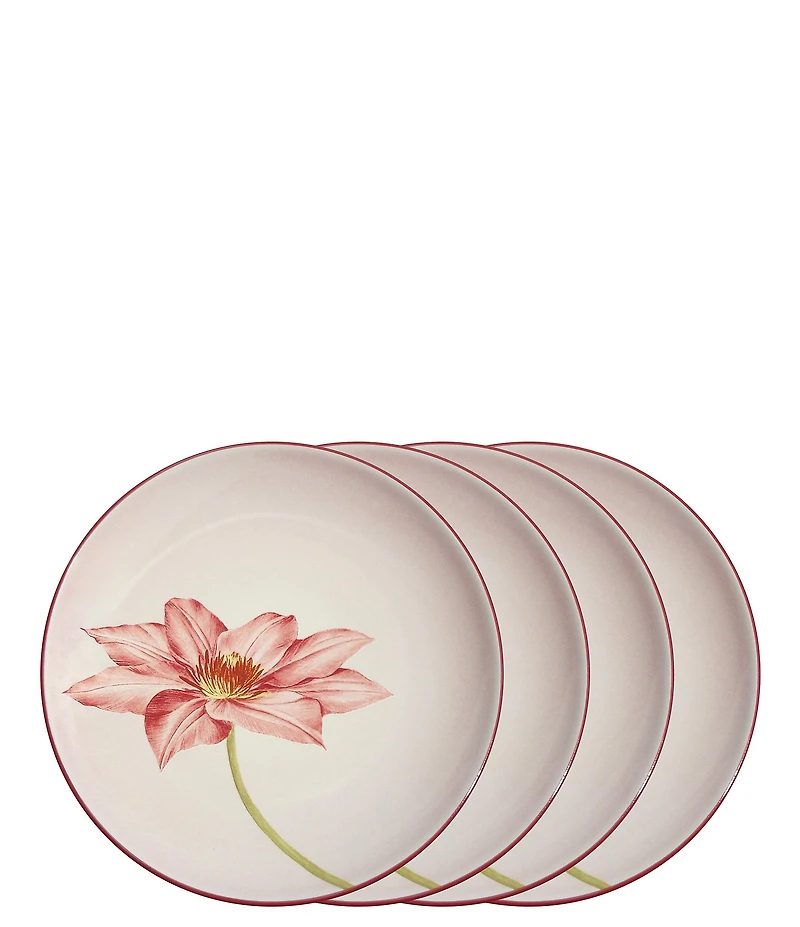 Noritake Colorwave Raspberry Clematis Accent/Luncheon Floral Plates, Set of 4