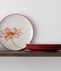 Noritake Colorwave Raspberry Clematis Accent/Luncheon Floral Plates, Set of 4