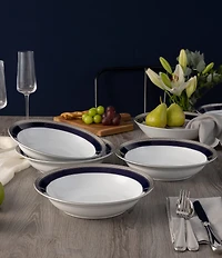 Noritake Crestwood Cobalt Platinum Collection Rim Dinner Bowls, Set Of 4