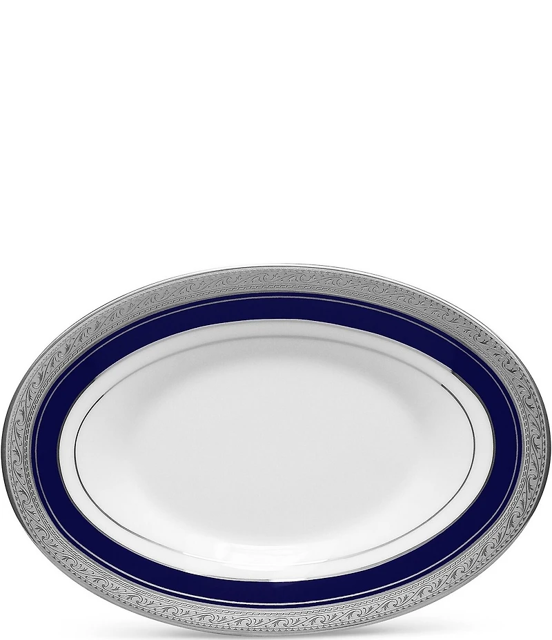 Noritake Crestwood Cobalt Platinum Porcelain Butter/Relish Tray