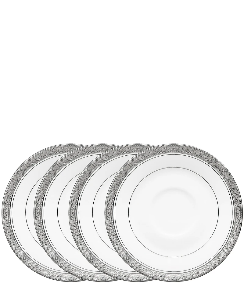 Noritake Crestwood Etched Collection Saucers, Set of 4
