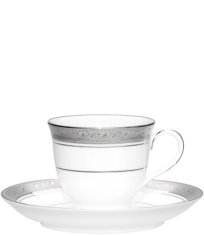 Noritake Crestwood Etched Platinum Porcelain 5-Piece Place Setting