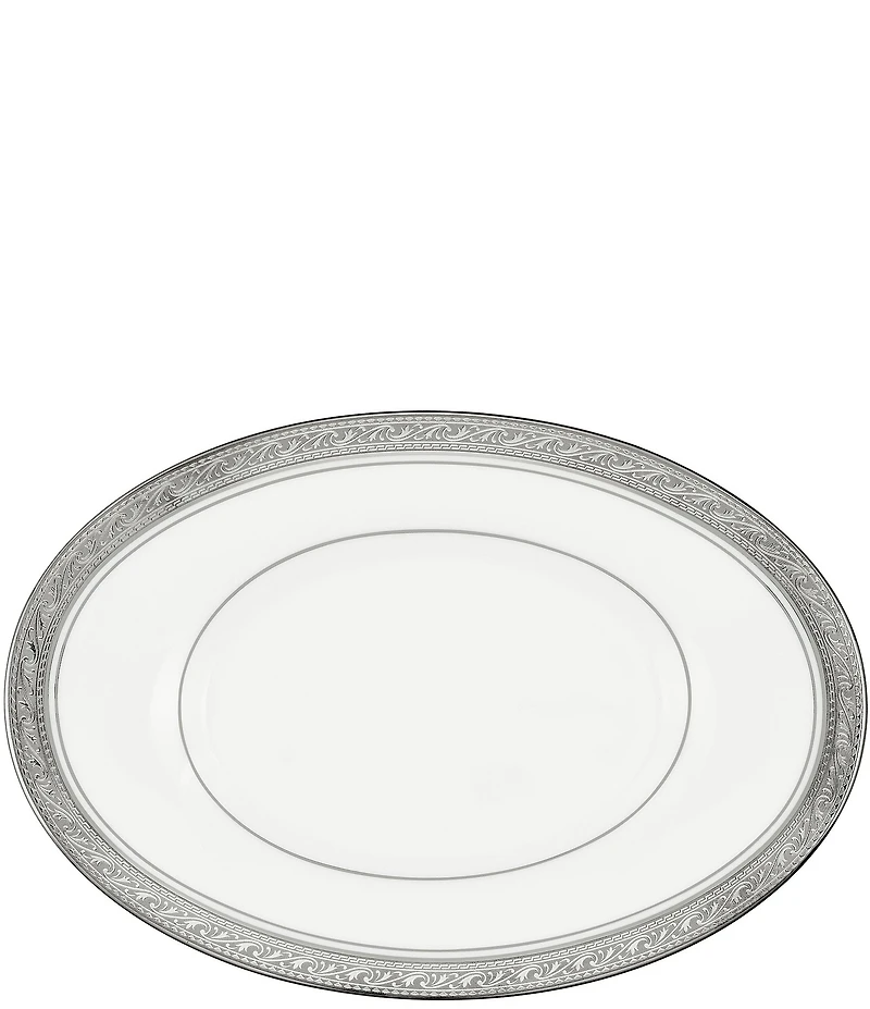 Noritake Crestwood Etched Platinum Porcelain Butter/Relish Tray