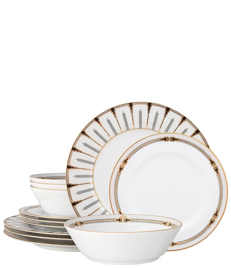 Noritake Empire Gold Collection 12-Piece Dinnerware Set, Service For 4