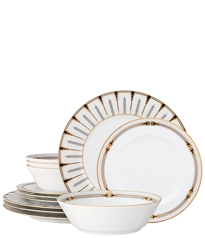 Noritake Empire Gold Collection 12-Piece Dinnerware Set, Service For 4