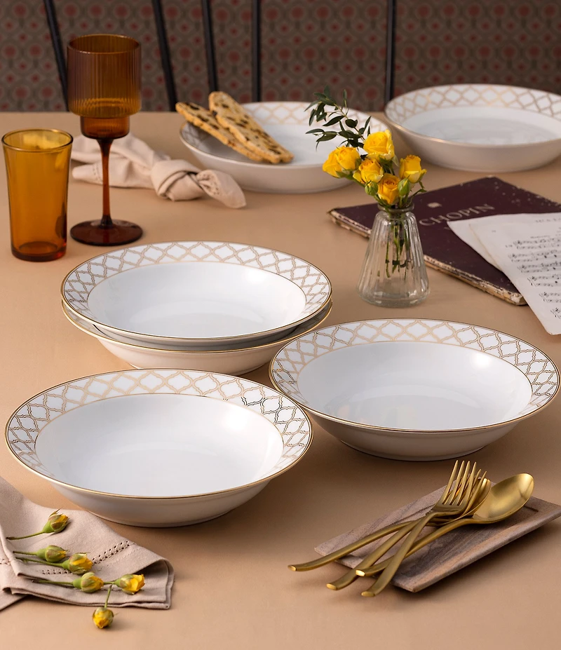 Noritake Eternal Palace Gold Collection Rim Dinner Bowls, Set of 4